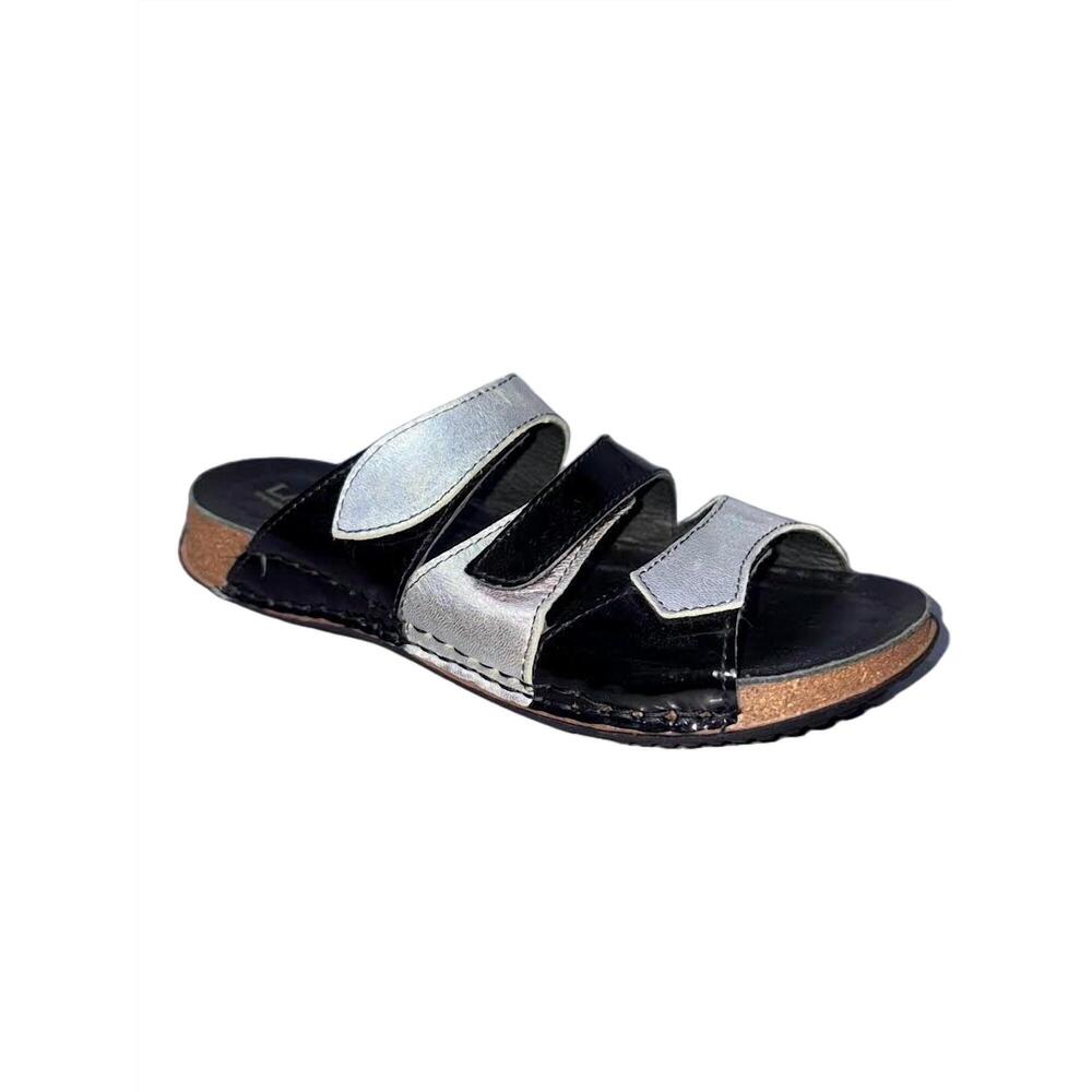 NEW LAPLUME women's roberta sandals in black patent
